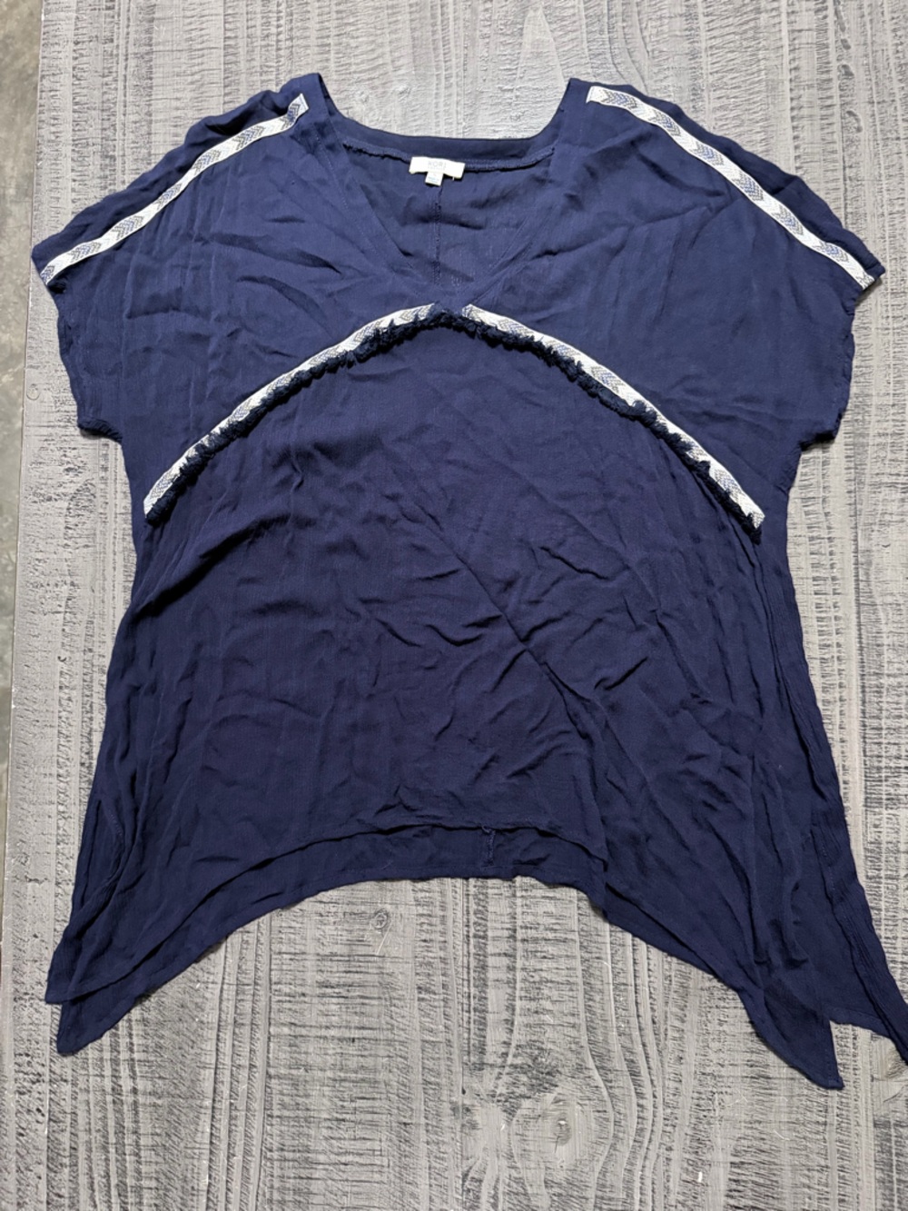 Kori Navy Blue Lace-Trim Romper Pajama